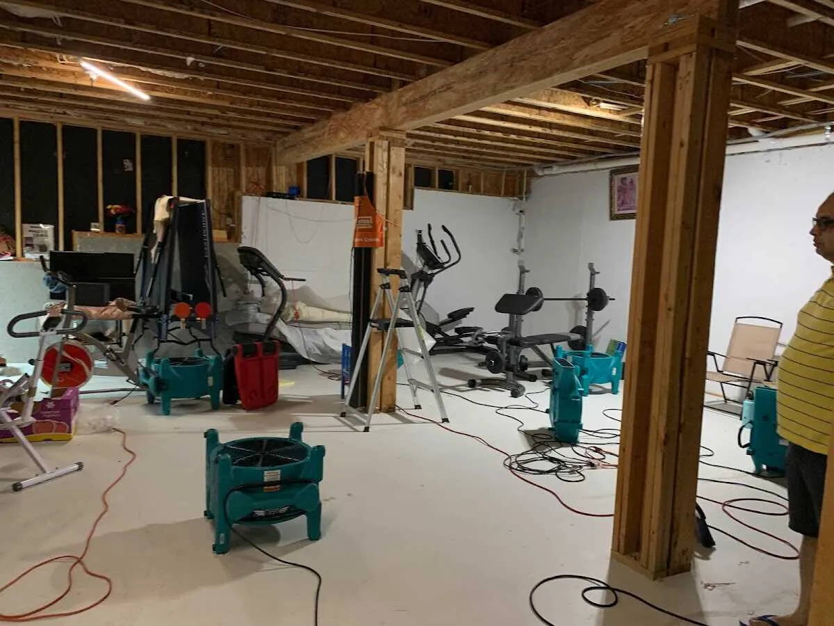 Basement drying equipment setup for Contents Cleaning & Restoration in Berea